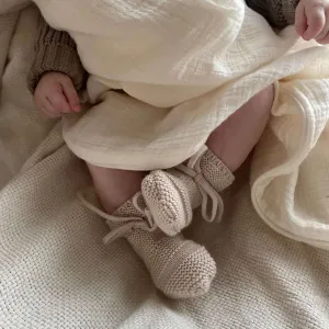 Organic Knit Booties - Sand