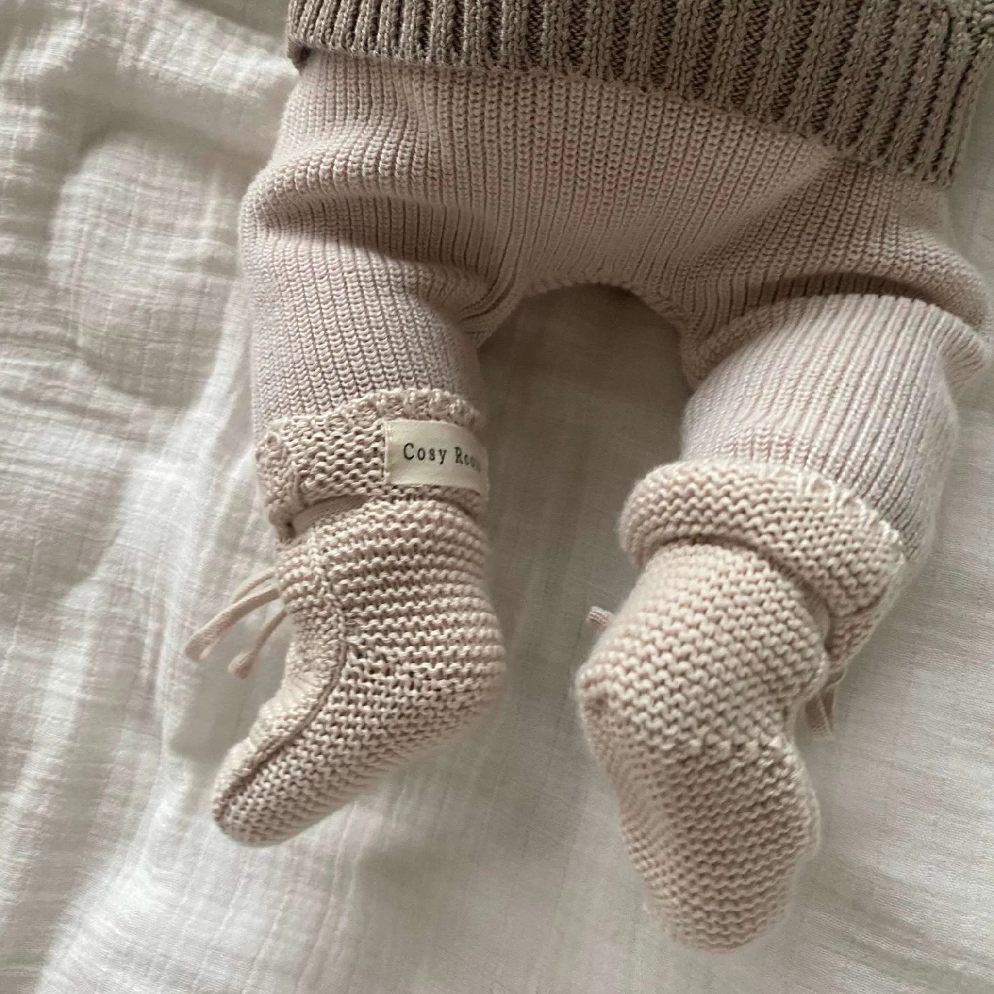 Organic Knit Booties - Sand