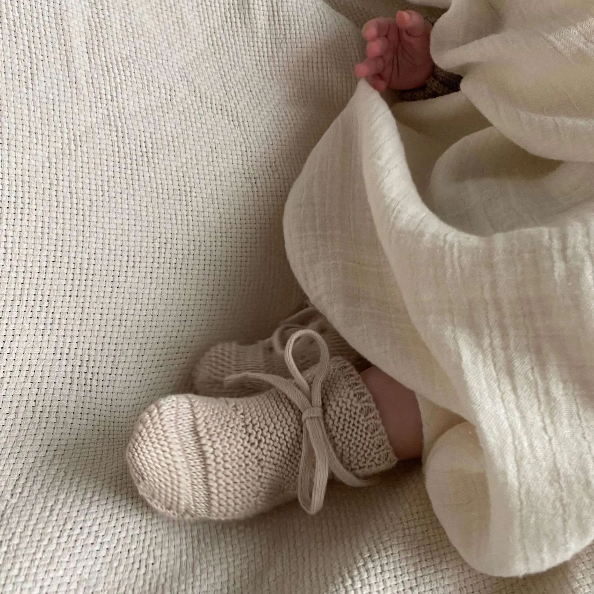 Organic Knit Booties - Sand