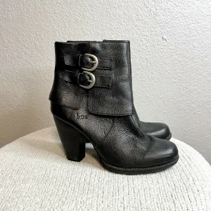 Pebbled Leather Heeled Boots