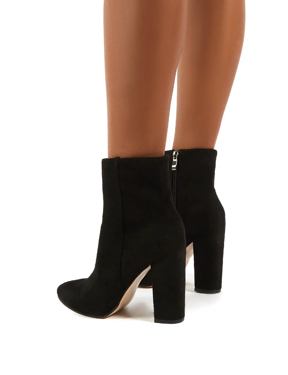Presley Ankle Boots in Black Faux Suede