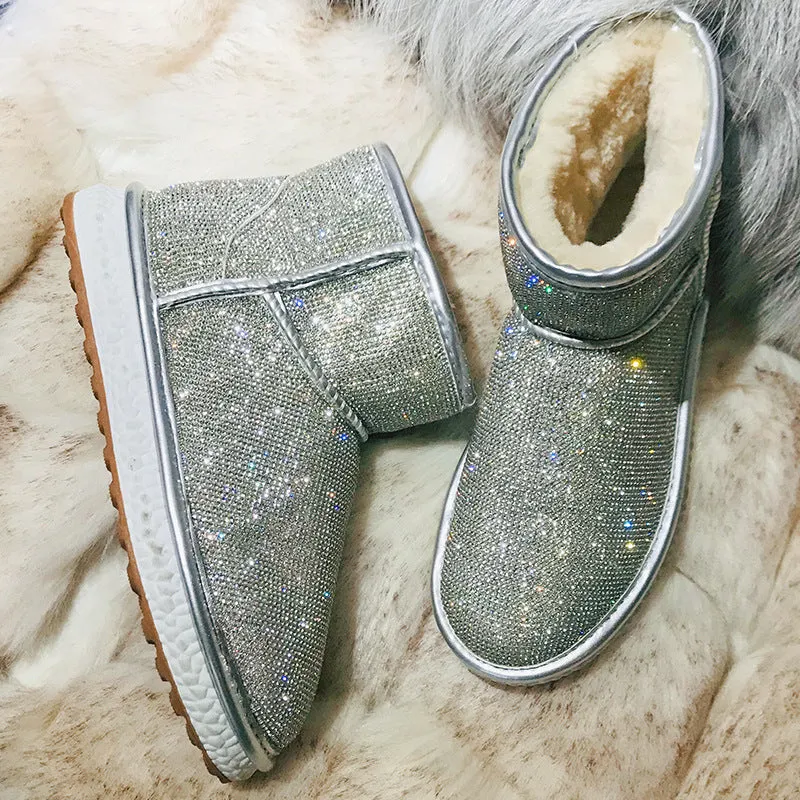 Rhinestone snow boots