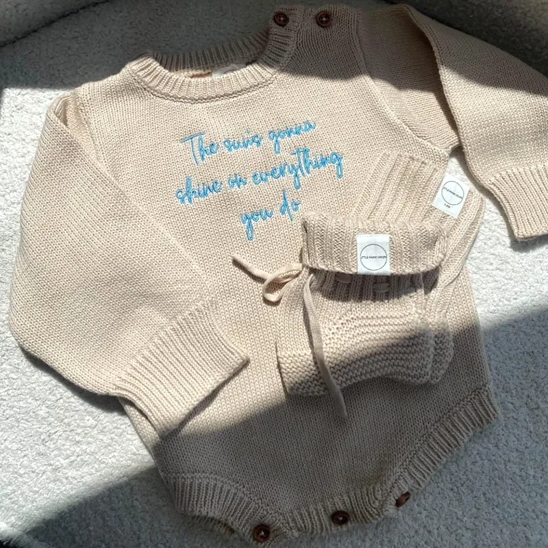 Romper & Booties Bundle - Beige