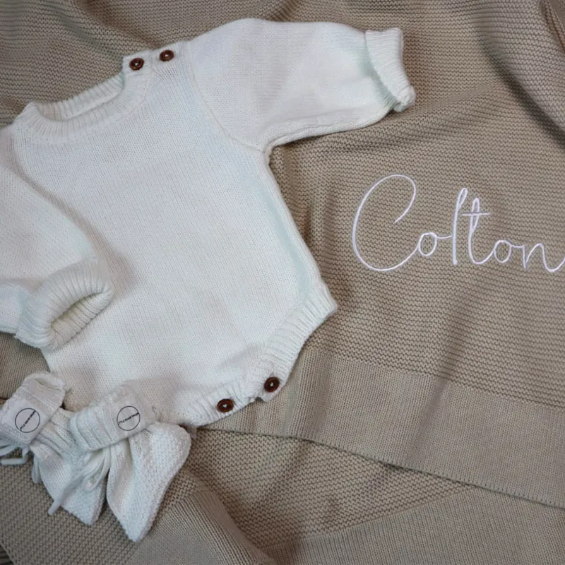 Romper & Booties Bundle - Beige
