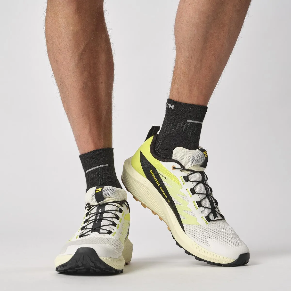 Salomon Sense Ride 5 Mens Trail Running Shoes - Vanilla/Sulphur/Black