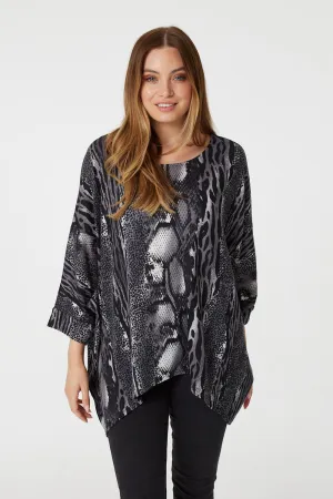 Snake Print Oversized Top