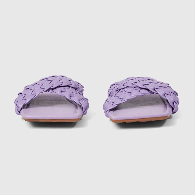 Summer Woven Slippers Soft Flats Purple