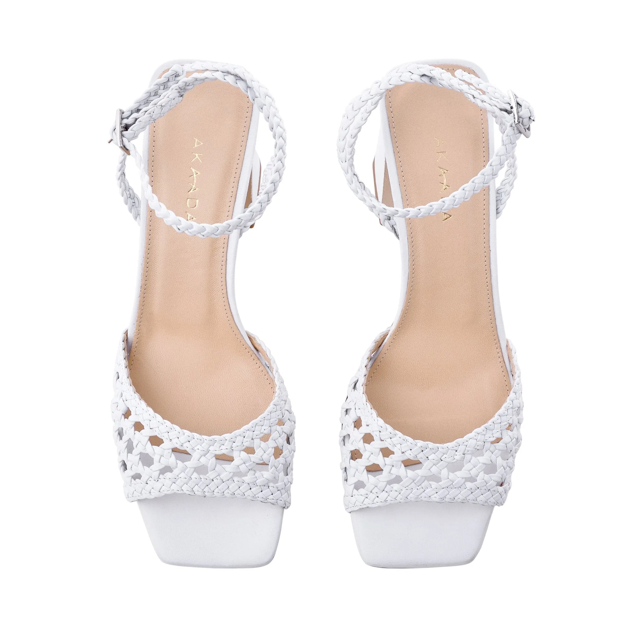 Tama White Woven Leather Sandals