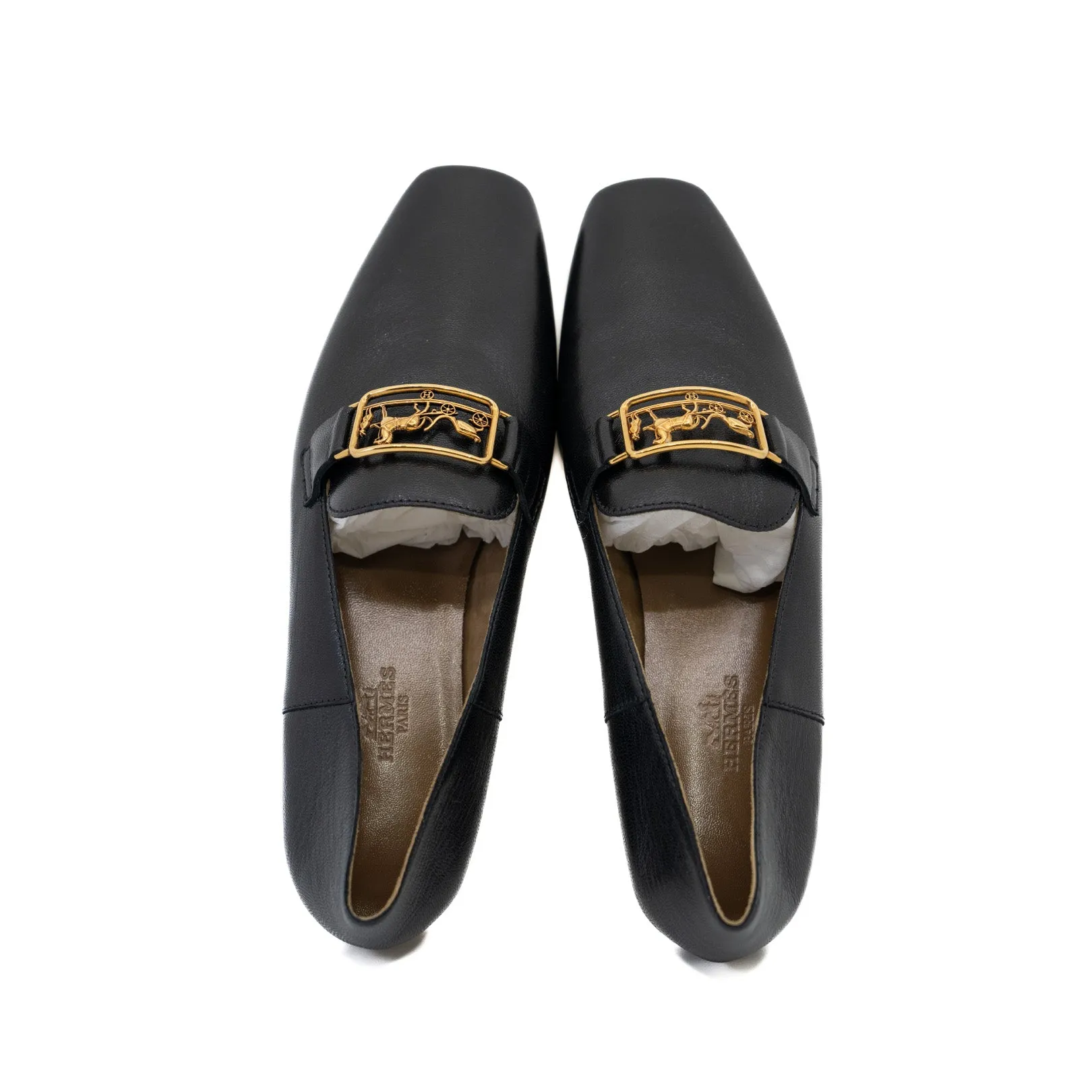 Time Loafer in Goatskin with Openwork Hardware Black #36