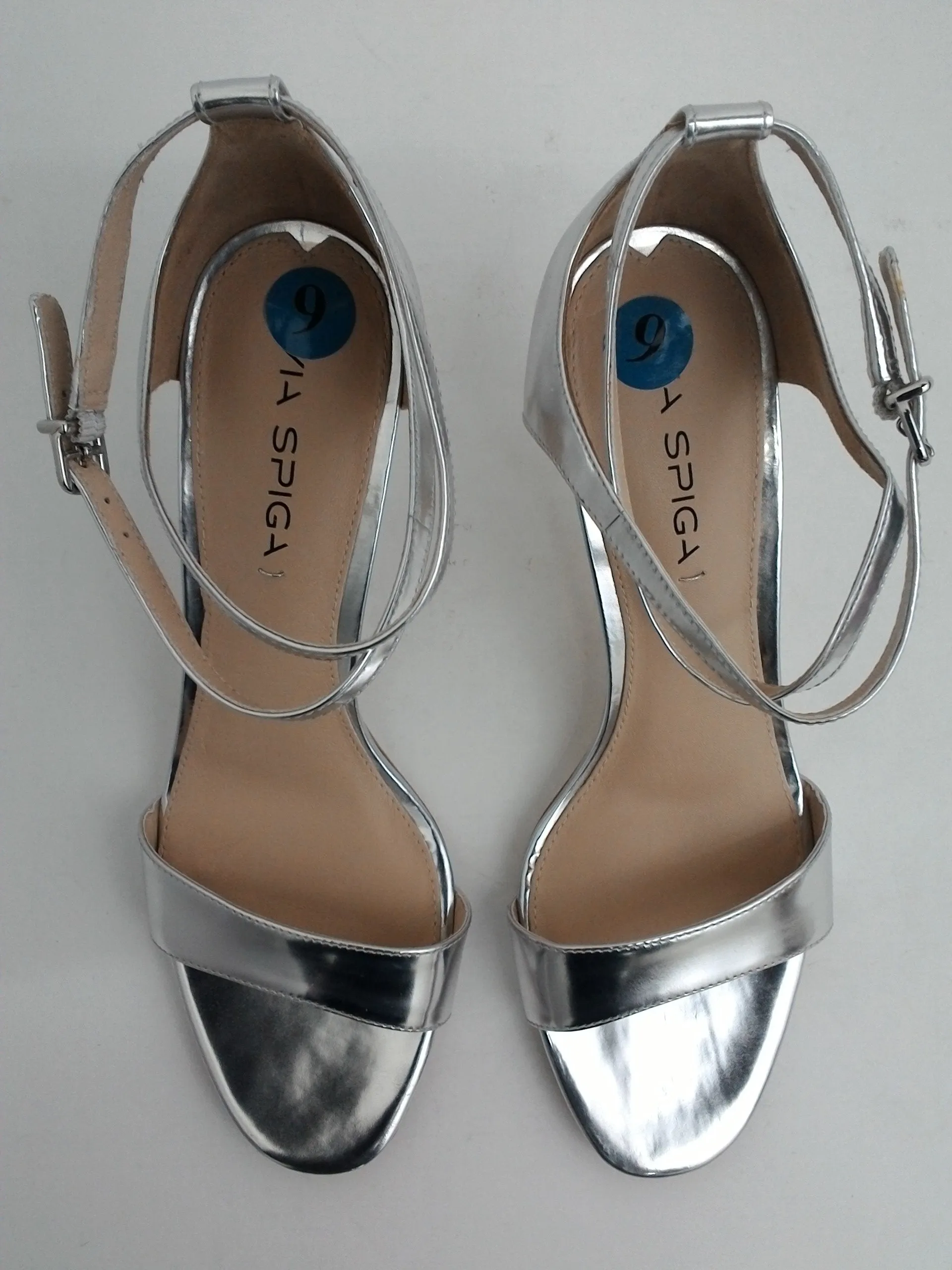 Via Spiga Women's Dress Heeled Silver Sandal Size 9 M