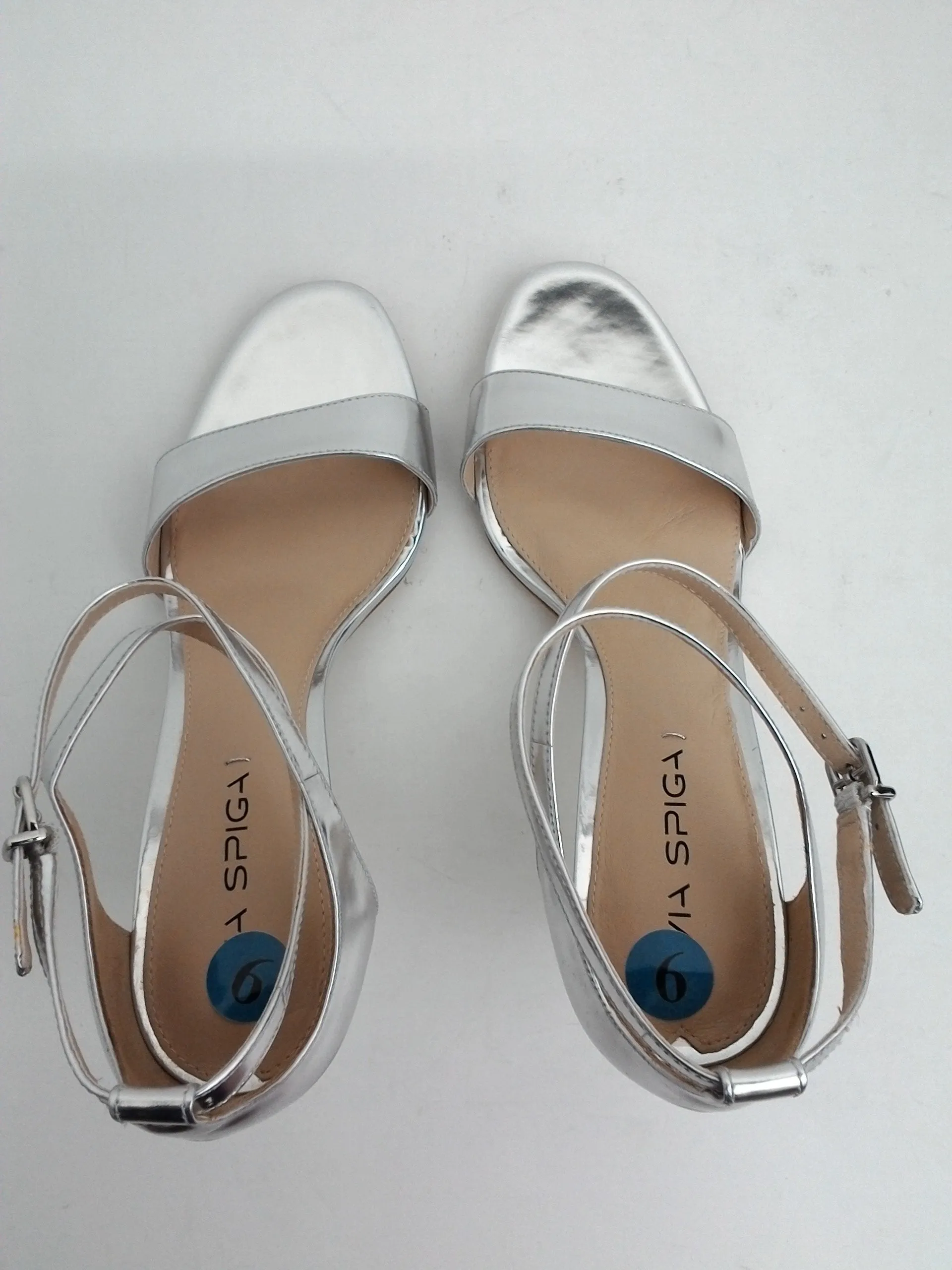 Via Spiga Women's Dress Heeled Silver Sandal Size 9 M