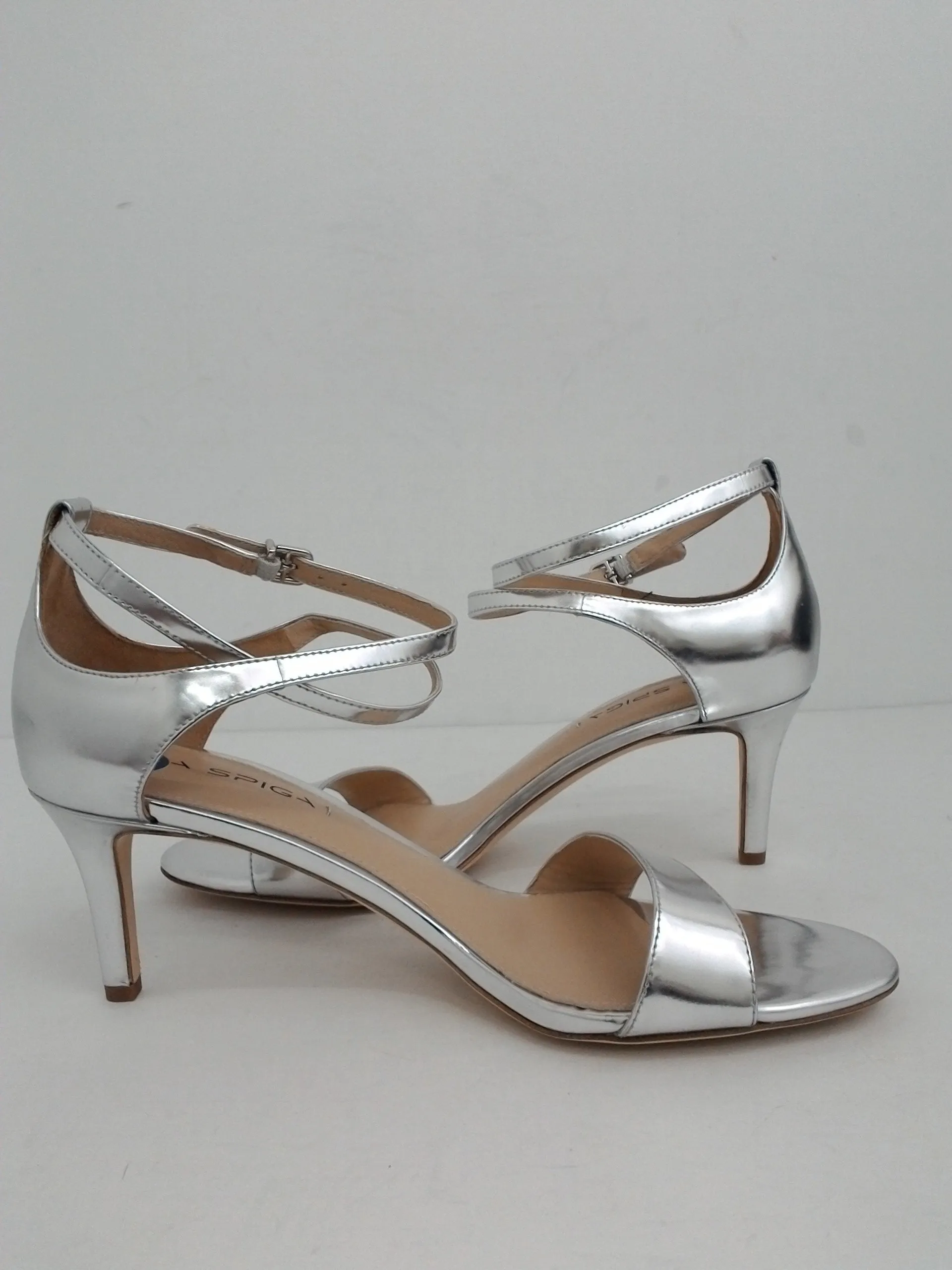 Via Spiga Women's Dress Heeled Silver Sandal Size 9 M