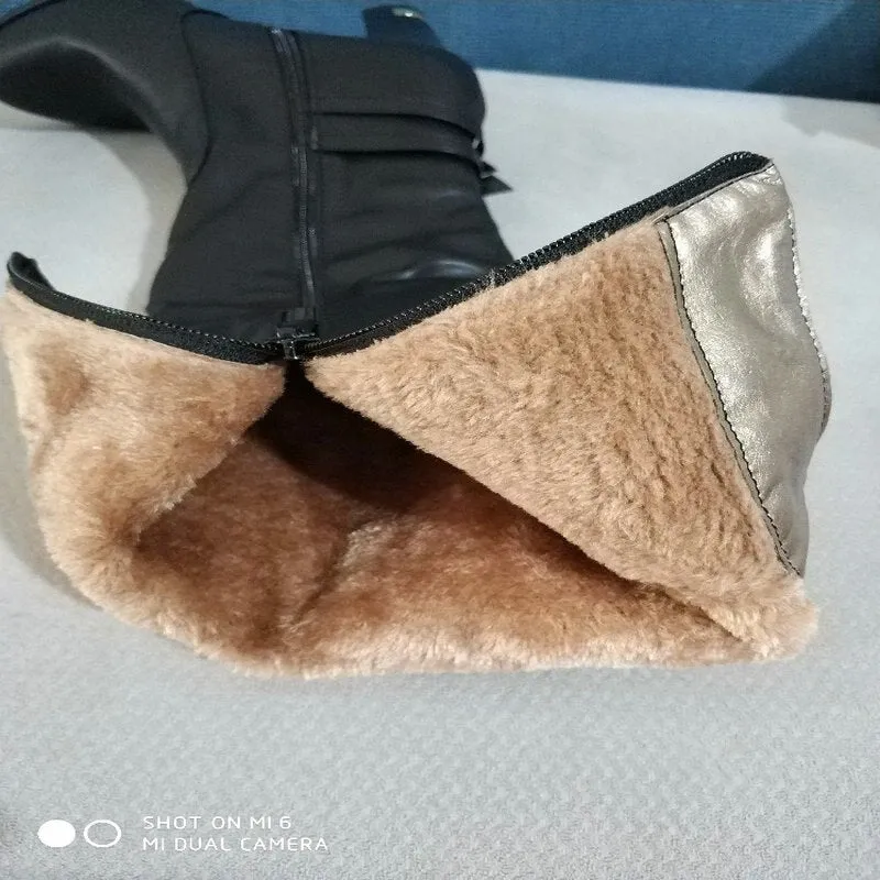 winter snow boots ladies wool inside Knight boots