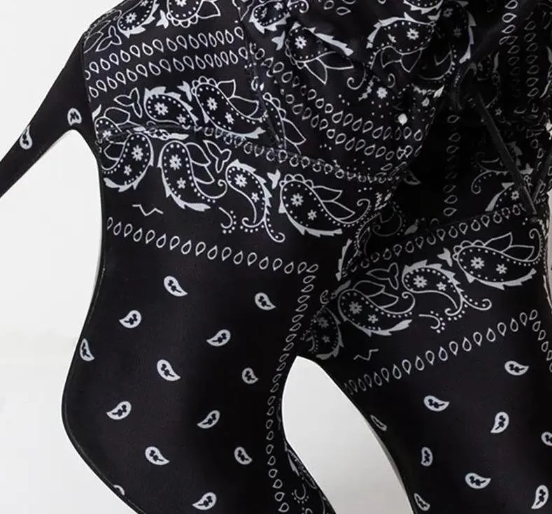 Women's sexy stiletto heeled printed mid calf boots