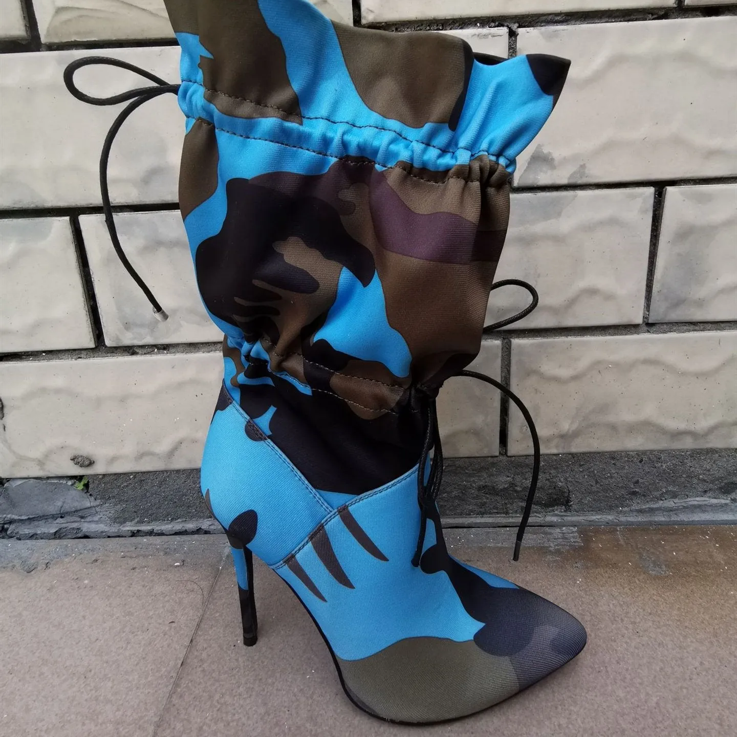Women's sexy stiletto heeled printed mid calf boots