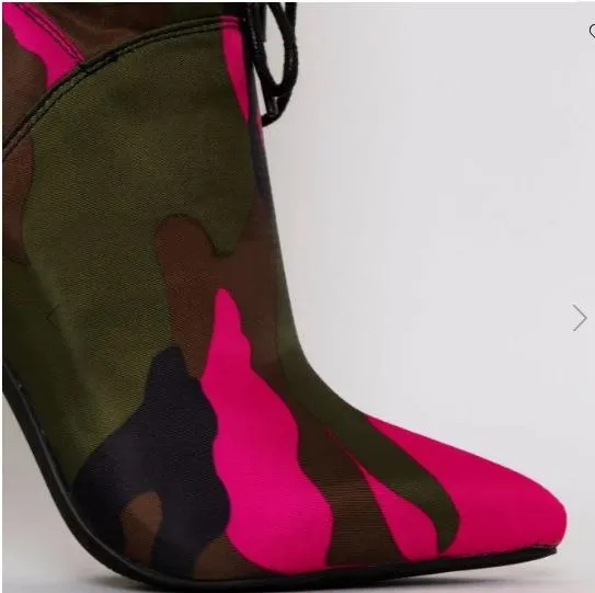 Women's sexy stiletto heeled printed mid calf boots